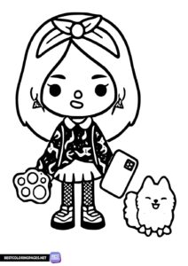 Toca Life World coloring page Girl with doggie
