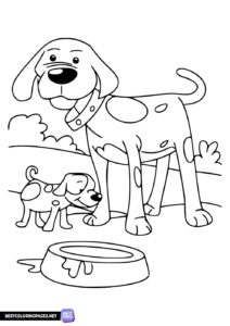 Two doggies coloring page
