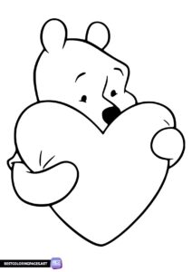 Valentines Day coloring pages with Winnie the Pooh