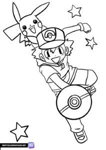 Ash & Pikachu coloring page for boys