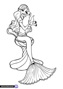 Mermaid coloring page. Barbie mermaid coloring pages