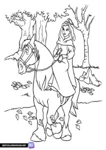 Bella on a horse coloring page