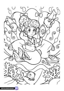 Coloring page Mermaid