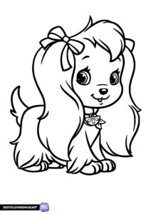 Coloring page with a dog for girls