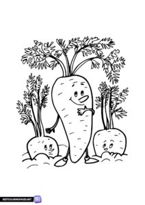 Coloring page with carrots