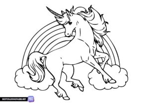 Cute Unicorn coloring page for girls