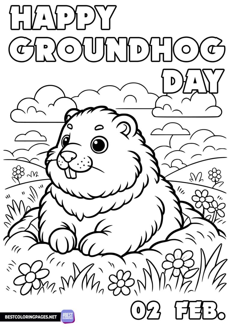 Happy Groundhog Day coloring page