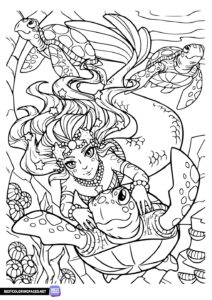 Mermaid printable coloring book
