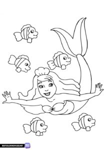 Mermaid printable coloring book for kids