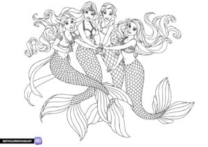 Mermaids coloring page printable