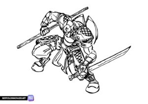 Ninja warrior printable coloring sheet