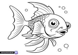 Printable Fish coloring book page