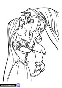 Rapunzel coloring page with horse