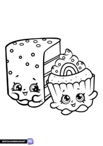 Shopkins cupcake and cake coloring page