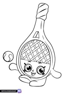 Shopkins tennis racket colouring page
