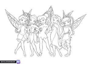 Tinkerbell and friends colouring pages
