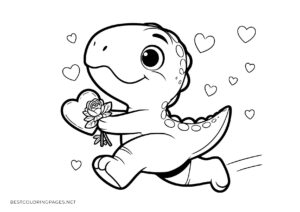 Valentine's Day Dinosaur coloring page