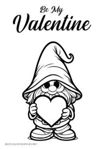 Valentine's Day Gnome coloring page