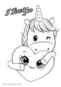 Valentine's Day Unicorn coloring page