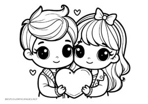 Valentine's Day couple coloring page