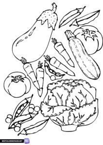 Vegetables coloring book