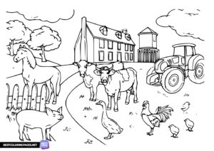 Village coloring book printable