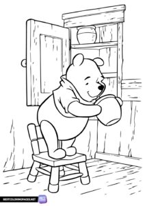 Winnie the Pooh and honey coloring page