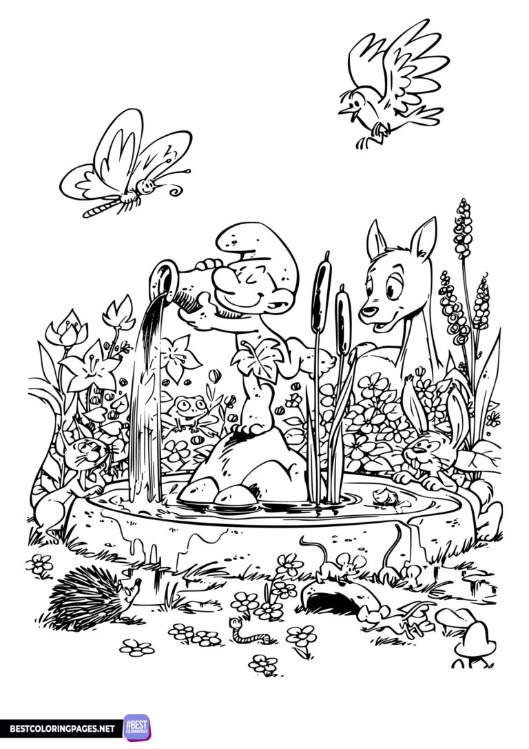 Printable coloring pages with the Smurfs