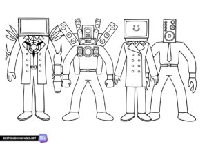 Skibidi Toilet characters coloring page