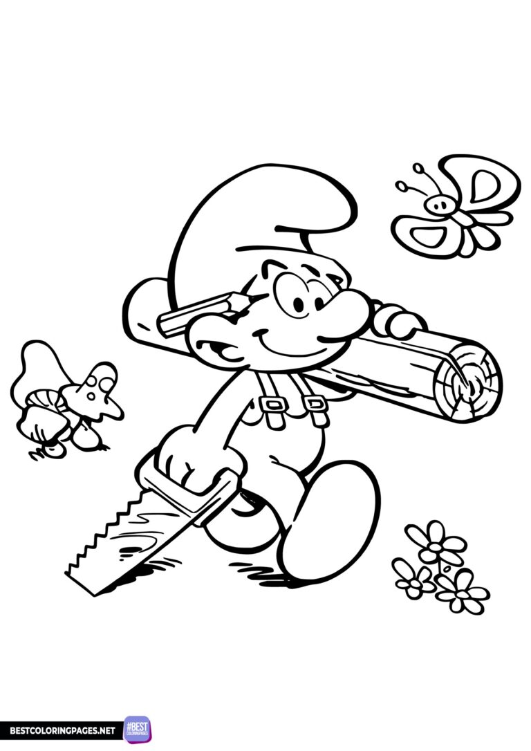 Smurf colouring page