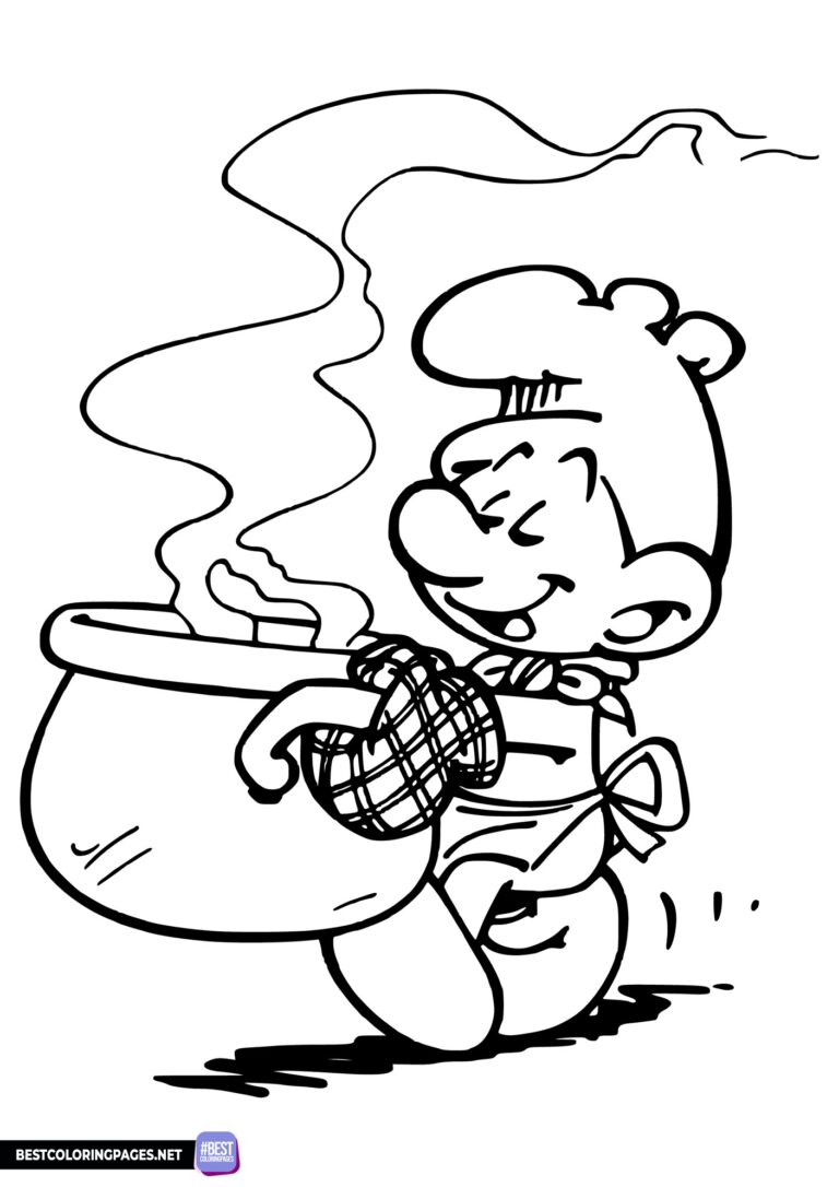 Smurf chef coloring page
