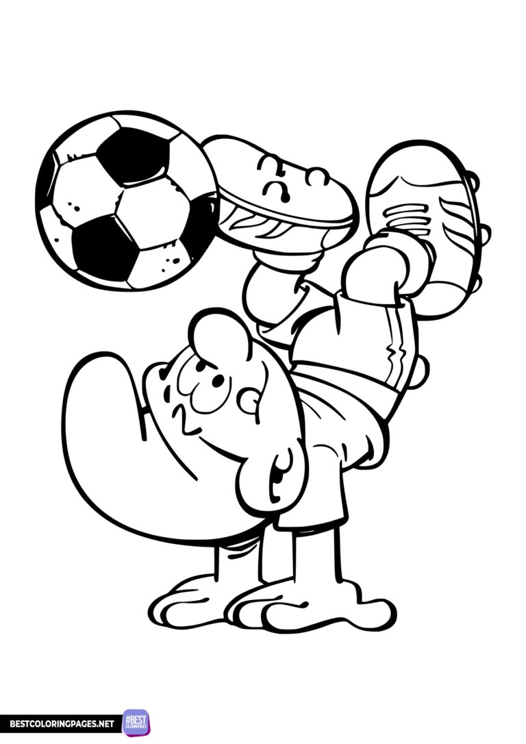 Smurf soccer player to color