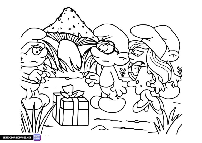 Smurfs birthday coloring pages
