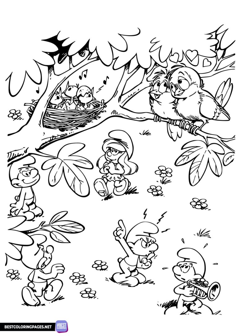 The Smurfs colouring page