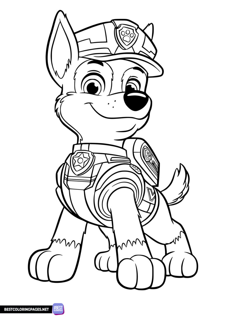 Chase PAW Patrol coloring page for kids