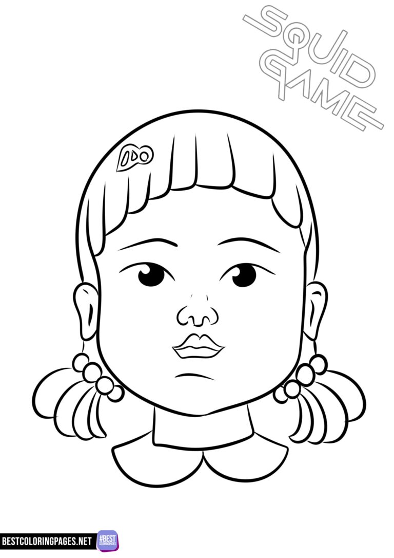 Squid Game doll coloring page printable